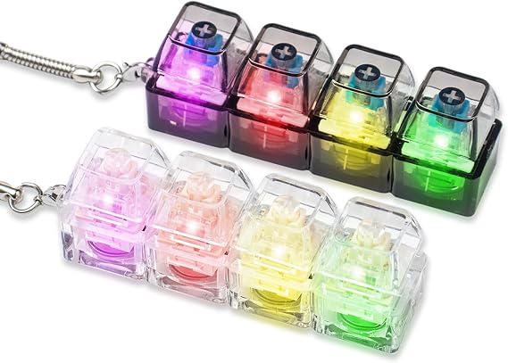 2Pcs Keyboard Fidget Toy for Adults, Clicker Keyboard Light Up, 4 Buttons Portable Fidgets Keyboard with LED Light, Cool Gadgets Keychain Anxiety Relief Stress Toys Gift (Black+White)