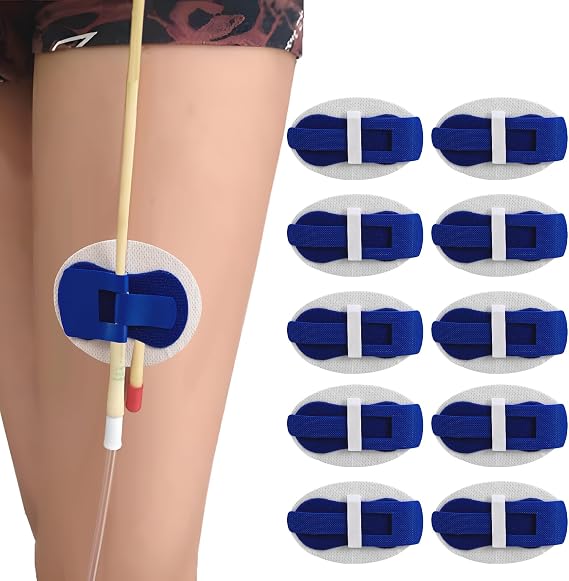 Statlock Catheter Holder,Catheter Stabilization Device,Catheter Urinary Leg Bag Legband Holder Sticker,Adhensive Catheter Leg Strap Hook and Loop,Catheter Supplies (10 Pack Blue)(10 Pack Blue)