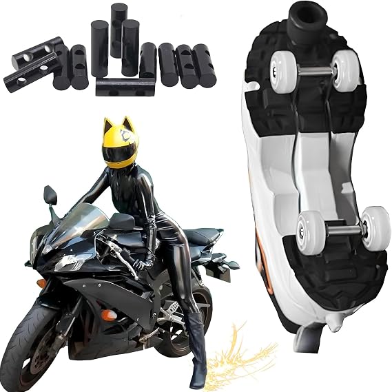Motorcycle Shoe Boot Cover Pad Friction Spark Skateboard Accessories Tool Pad Bike Flint Pad Adjustable Cycling Bicycle (1*Shoe Cover + 8*Flint Pad)