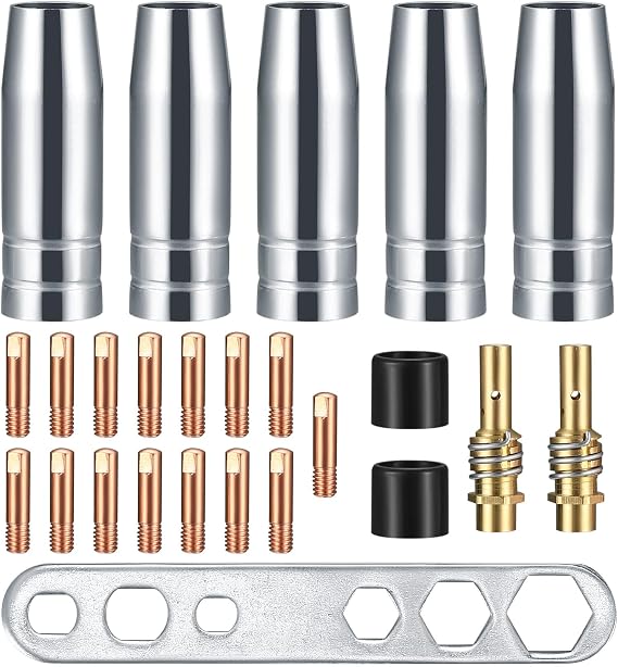 25Pcs Mig Welding Tips,15Mig Mag Mb15,Mig Welding Wire，Welding Torch Shield