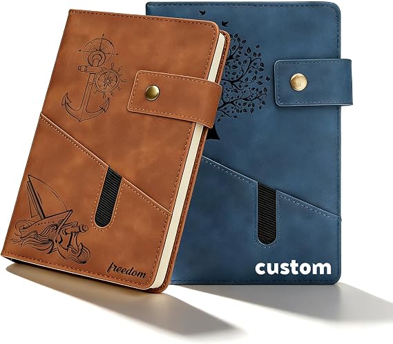 Personalised A5 Notebook Custom 2026 Journal Hardcover Leather Notebook and Pen Set Gift for Business Traveler Men Women Graduates (Personalised journal - 4)