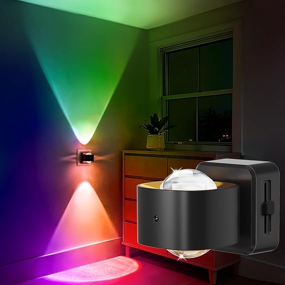 LOHAS-LED Plug in Night Light with Dusk to Dawn RGB & Amber, 11 Colors [Energy Class F]