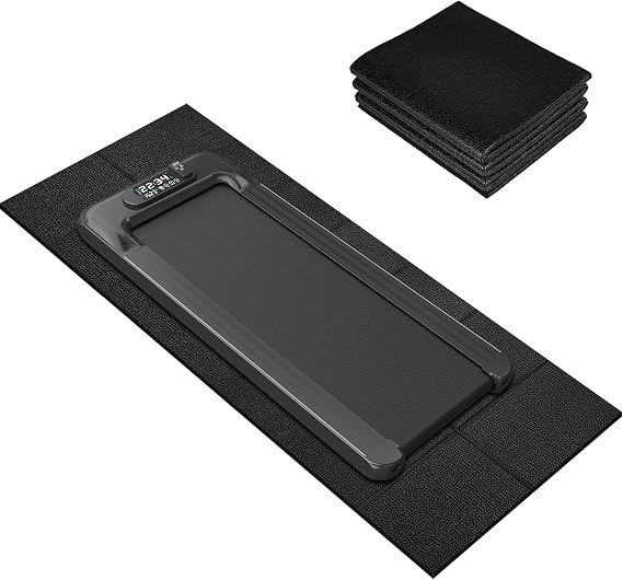Treadmill Mat Floor Protector 160x75cmx6mm Foldable Exercise Equipment Mats Non-slip Shock Resistant Turbo Trainer Mat High Density PVC for Cycles, Rowers, Cross Trainers and Gym Equipment