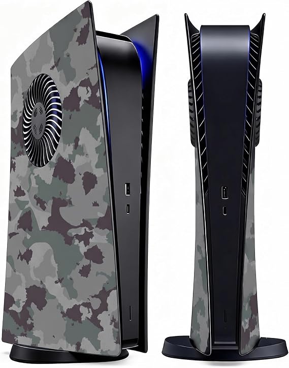 Faceplate for PS5 Digital Edition with Cooling Vents, Hard ABS Anti-Scratch Dustproof PS5 Replacement Cover Plates Side Shell Panels, Protective Face Plate Accessories for PlayStation 5, Camouflage