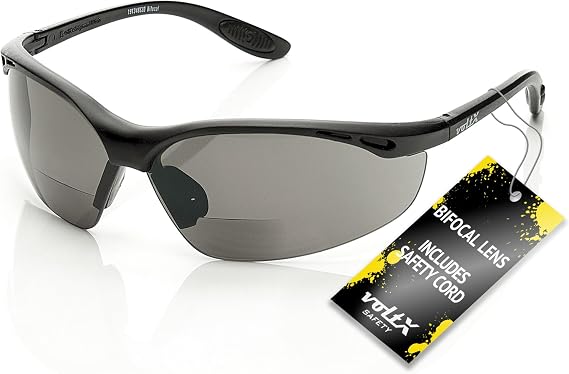 voltX CONSTRUCTOR, Bifocal Safety Glasses, +2.0 Smoke Lens & Cord