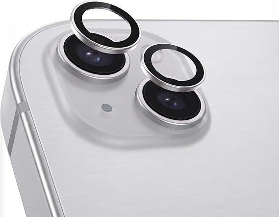 Babilden iPhone 14 / 14 Plus / 16e / 17e İle Uyumlu Kamera Lens Koruyucu Alüminyum Alaşım Çerçeveli Telefon Lensi Temperli Cam Koruma (Gümüş)