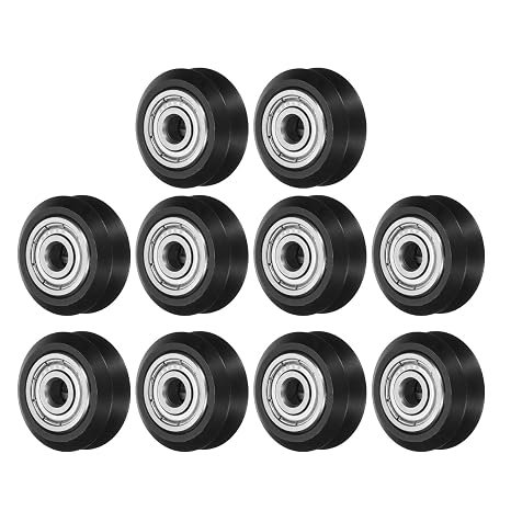 sourcing map 10pcs 3D Printer V-Slot Rollers, Solid High-Speed Gantry Wheels V Slot POM Pulley Wheel with 625ZZ Double Shield Bearing for 3D Printer, CNC Machine (Black)