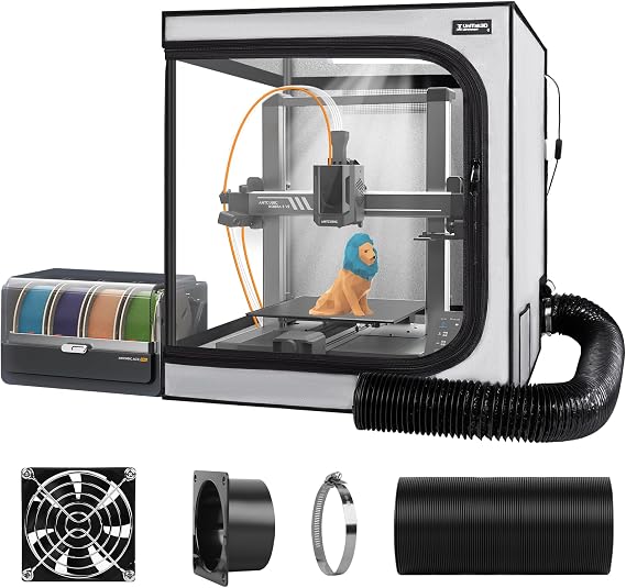 3D Printer Enclosure with Ventilation Kit for Anycubic Kobra 3/3 V2 Combo/Flashforge AD5X 3D Printers,Fireproof & Dustproof Noise Reduction 3D Printer Cover with USB LED Lighting System-580*650*650mm
