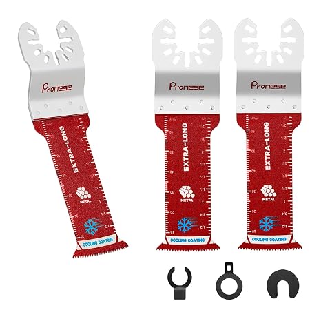 3 PCS Extra Long Multi Tool Blades, TiCN, Bi Metal, Metal Cutting
