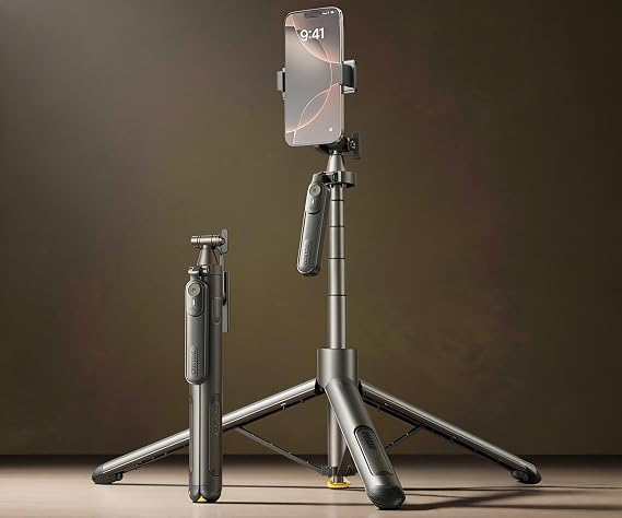 Coverzone 170 cm Otomatik Açılan Profesyonel Tripod, 360° Kademesiz Dönüş Özellikli, Ultra Geniş Açı Destekli, 1/4 Vida Girişli, Titreşim Önleyici Stabil Telefon ve Kamera Tripodu 430gr | H18 Pro