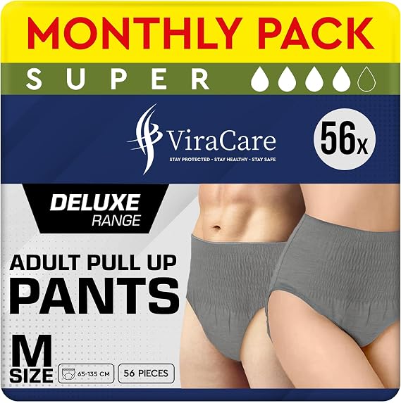 56 x Grey Super Incontinence Pants Women and Men, Adult Nappies