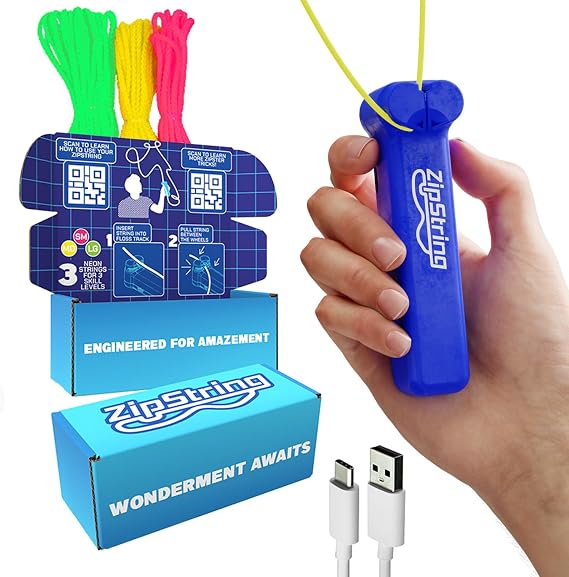 ZipString - String Rope Launcher - Outdoor Toy Viral, Fidget Toy for Kids and Adults - Cool Toys (Blue)