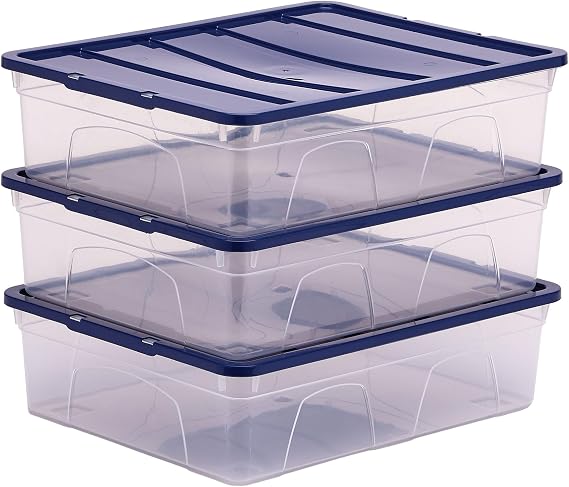 Bankers Box 12L Plastic Storage Box 3-Pack, BPA-Free & 100% Recycled Lids, Nesting & Stackable, Dust Cover Lid, 11x32x40cm, Ideal for Home & Office Organisation