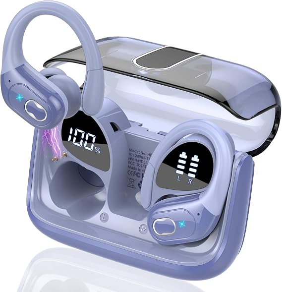 STECEi AI Language Translation Earbuds Real Time, 3-in-1 Translator Earbuds with 6 Translation Modes/164 Language, 75H Bluetooth 5.4 Headphones Translating Device for Travel/Business, Purple Blue