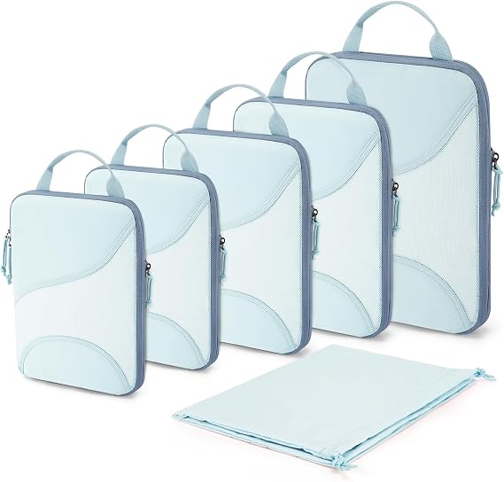 BAGSMART 6 Set Compression Packing Cubes, Travel Bag for Carry on Backpack