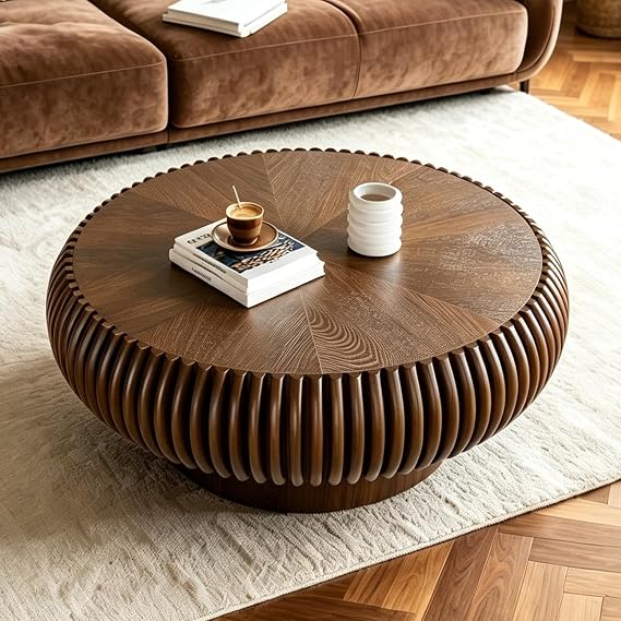 80 cm Round Coffee Table, Walnut
