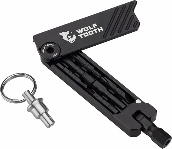 Wolf Tooth 6-Bit Hex Wrench Multi-Tool with Keychain: Black Aluminum Handle