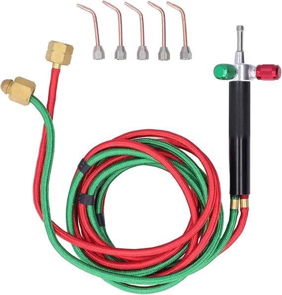 Mini Oxygen Torch Kit, Metallic Copper Material Micro Oxygen Acetylene/Butane Welding Gas Torch Solderingfor Jewelry Repair Crafts Electronics