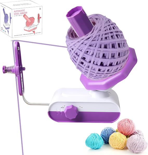 Electric Yarn Winder for Crocheting,13oz Large Capacity Automatic Yarn Ball Winder, Wool Winder for Crocheting - Essential Tool for Knitting Enthusiasts(Purple)
