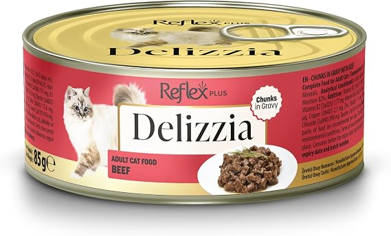 Reflex Plus Delizzia Sos İçinde Parça Etli Dana Etli Yetişkin Kedi Maması 85 gram
