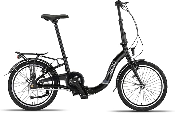 PACTO Seven N7 - Folding Bike - Low entry Aluminum frame - Coaster & V-brakes - 7 Hub Gears - Fully equipped Dutch foldable bike - Black