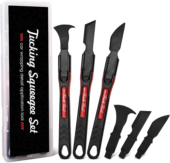 Newishtool ビニールラップタックツール ラッピングディテールアプリケーションツール Ppfグラフィックフィルム用タッキングスクイージー 3個 Pomマイクロスクイージー3個 追加のブレードチップ交換用 ラップエッジディテール用