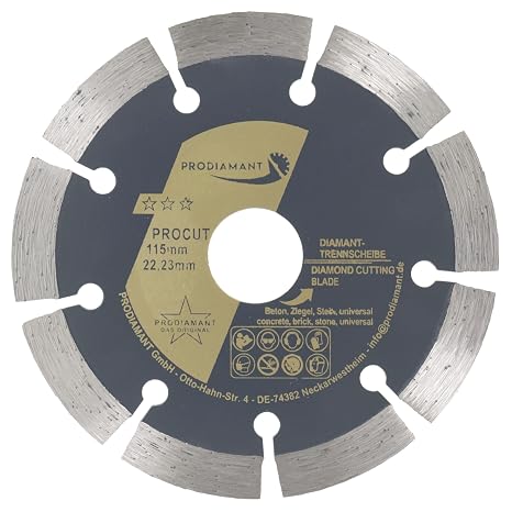 PRODIAMANT universal diamond cutting disc 115x22.2mm concrete, stone, brick diamond disc 115mm segment 10mm