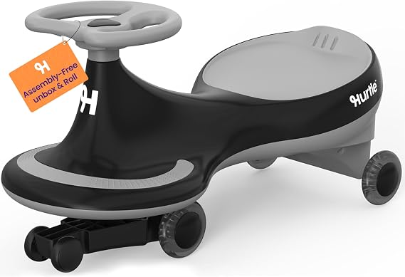 Hurtle Wiggle Car Ride On Toy – Twist Car with Steering Wheels, No Batteries or Pedals, Ride-On Swing Car for Toddlers,Kids Age 2+ (Grey/Black), Medium