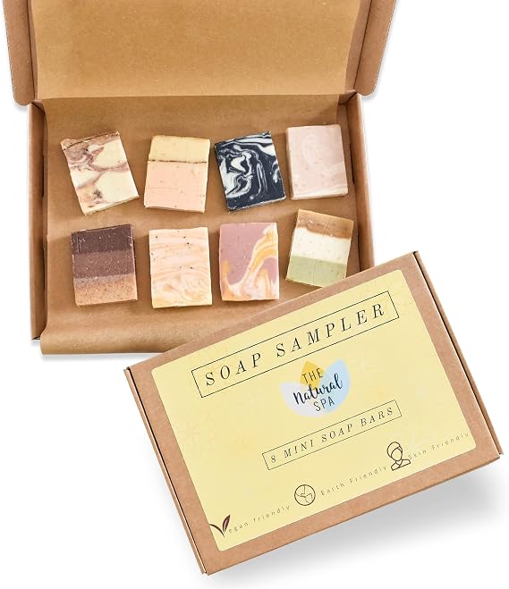 Home Made Soap Bar, Includes 8 Handcrafted Vegan Soap Bars, Handmade soap set All Skin Type Mothers Day gift, Birthday Gift, Women and Men Natural Soap, Gift-Ready Letterbox Packaging, 15g x Box of 8