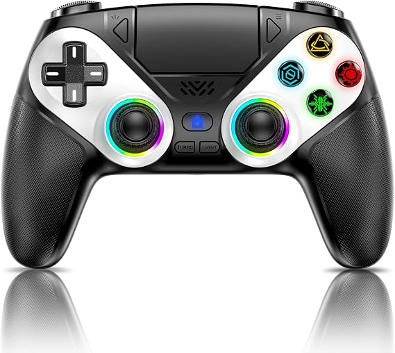 Dinosoo RGB Wireless Controller for PS5, Dual Vibration, Marco/Turbo Function, Back paddles, 3.5mm Audio Jack, 6-Axis Motion Control Gamepad with Speaker