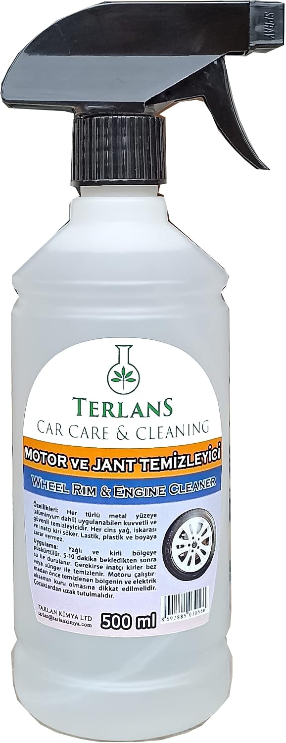 TERLANS Engine and Rim Cleaner | Water Based | SPRAY 500 ml  Application Sponge | Engine and Rim Cleaner