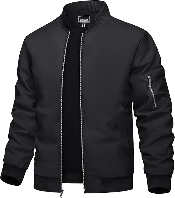 TACVASEN Men's Lightweight Jacket Casual Bomber Jacket Windbreaker Coat