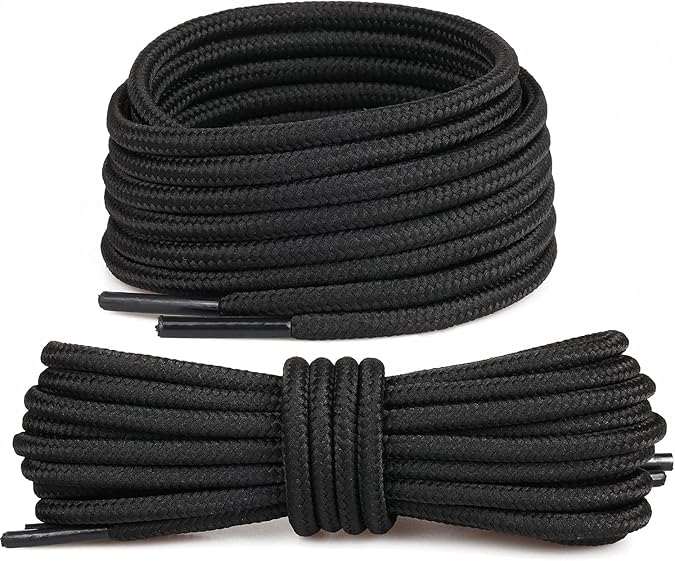 Yuvarlak Spor Ayakkabı Bağcığı, Botlar ve iş Ayakkabıları için Dayanıklı Polyester Bağcık, Kaliteli Ayakkabı Aksesuarı [1 ÇİFT]