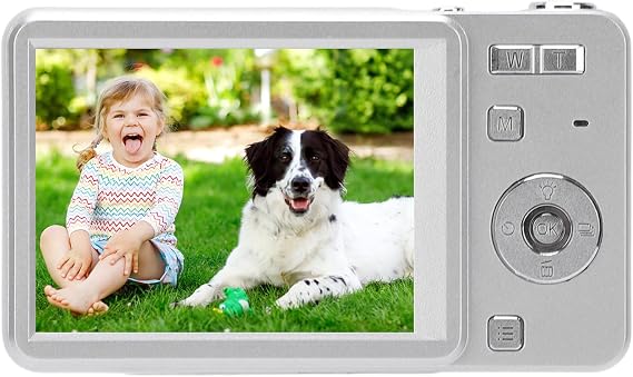 Digital Camera 4K HD 64MP Sliding Retro Video with 16X Zoom Auto Focus 2.8 Inch Screen for Travel Photography Students (Silver)