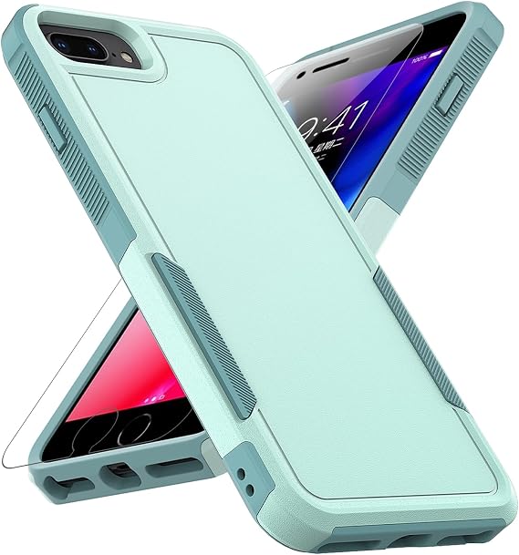 MDCN iPhone 8 Plus/iPhone 7 Plus/iPhone 6 Plus用ケース 二層保護 高耐久 携帯電話ケース 耐衝撃 頑丈 バンパー 頑丈 スクリーンプロテクター付き - 16フィート ミリタリーグレード 落下試験済み グリーン