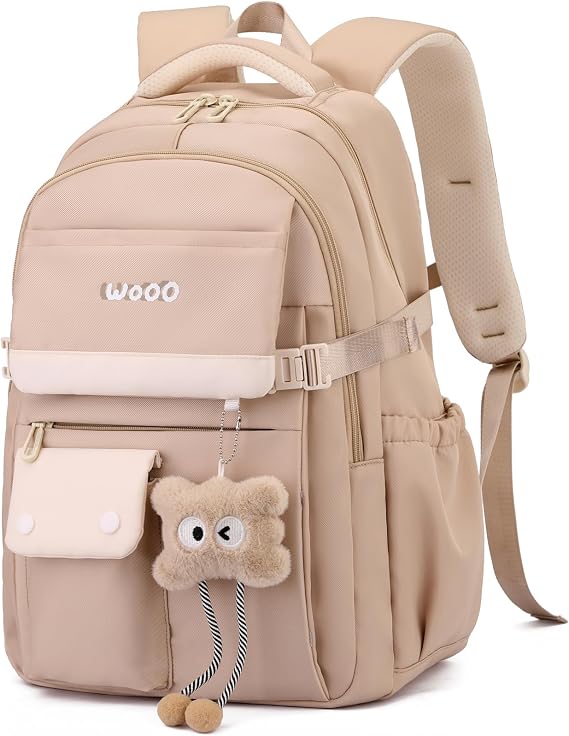 School Bags For Girls,Aesthetic Back to School Backpack Cute Preppy with Pendant Ladies Rucksack Women Lightweight Waterproof Travel Back Pack for Teenage Primary Secondary School Girls Boys