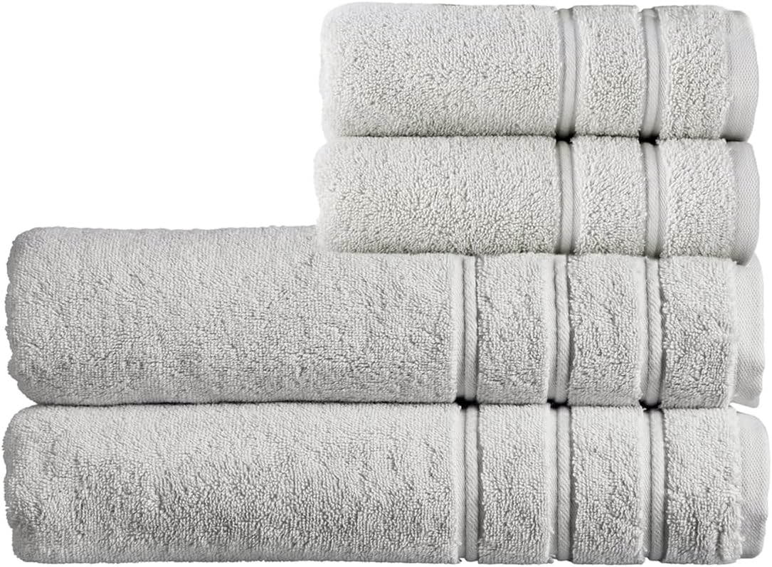 Christy Antalya Bath Sheets Set | 4 Piece | 100% Turkish Cotton | 600GSM | Soft Plush Luxury Towel Set | 2 Bath Sheets 2 Hand Towels | Quick Dry | Lunar Grey
