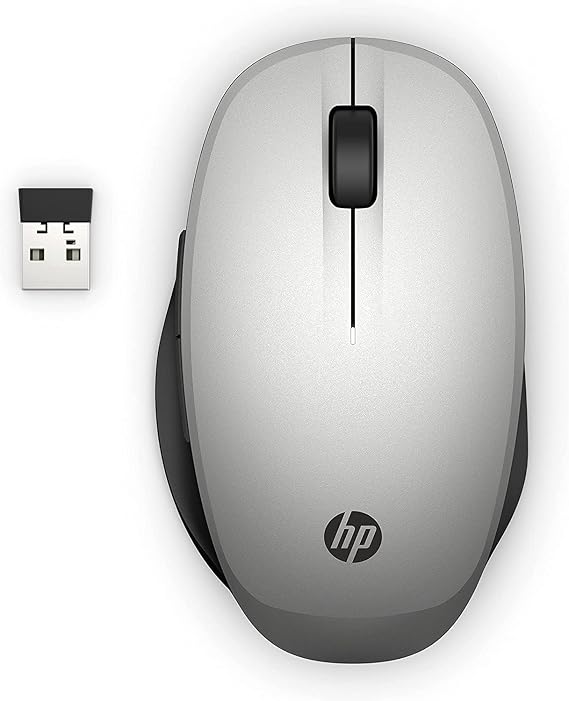 HP AAA HP Dual Mode Mouse (Smart TV Mouse AES Encrypted Bluetooth USB Dongle up to 3600 dpi) Silver 6CR72AA