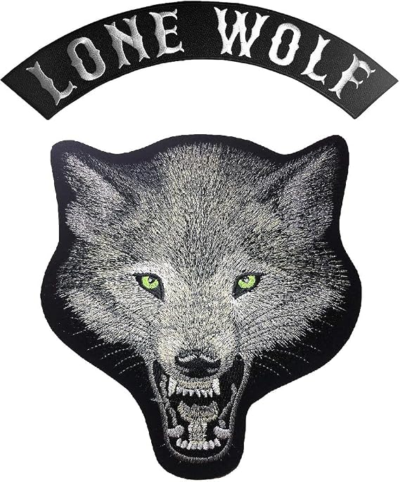 [Large Size Bundle Set] Papapatch Lone Wolf Head Fox Roaring Biker Motorcycle Jacket Vest Embroidered Sew on Iron on Patch (Iron-Wolf-Head-Large-Set)
