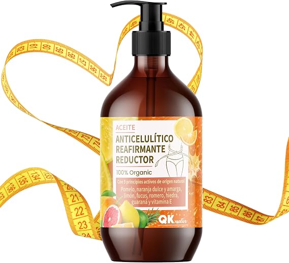 QKnatur - Anti-Cellulite Oil Firming and Reducing (250 ml) with 9 Active Principles of Natural Origin for Anti Cellulite Massage Wood Therapy