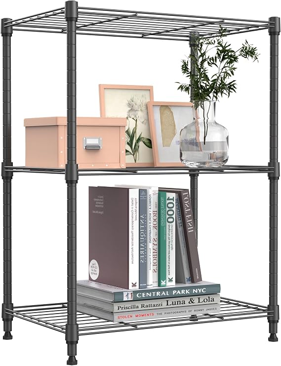 M MZG Storage Shelves 3 Tier Heavy Duty Metal Storage Unit With Height Adjustable Shelves and Levelling Feet 204.3 kg Load Weight Organizer for Garage, Laundry, Kitchen 30 x 45 x 67 cm Grey