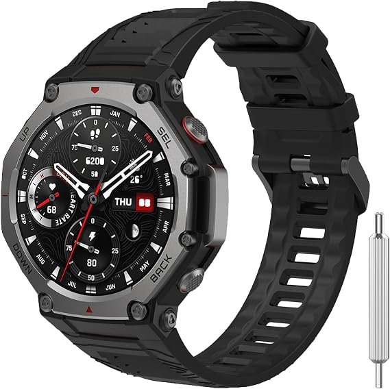 Strap Compatible with Amazfit T-Rex 3, Sports Waterproof and Breathable Soft Silicone Replacement Bracelet for Amazfit T-Rex 3.(No Host)