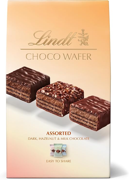 Lindt Choco Wafer Assorted Chocolate Box 135g | 10 Assorted Milk, Dark and Milk Hazelnut Choco Wafers |Gift Present Sharing Box for Him and Her |Mother's Day, Birthday, Celebration, Congrats, Thanks