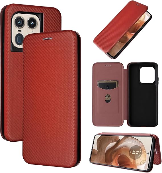 Phone Accessory Compatible with Motorola Edge 50 Ultra/X50 Ultra 5G Case, Slim Carbon Fiber Textures+ PC Hybrid Case Full Protection Shockproof Flip Case Cover Compatible with Motorola Edge 50 Ultra P