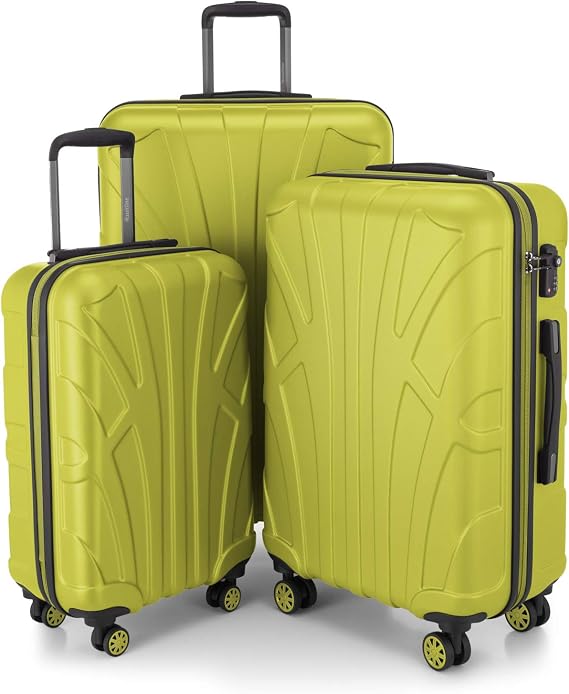 Suitline Set of 3 Hardshell suitcases, Travel suitcases, Trolley, Rigid luggages, TSA, (55 cm, 66 cm, 76 cm), 100% ABS, mat, Fern