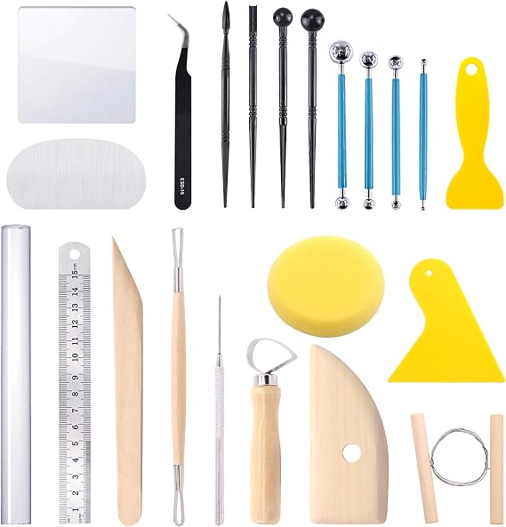 Swpeet Clay Modeling Tool Set Sculpting Clay Tool Ball Stylus Tool Clay Scarifier Combination for Ceramic Modeling Smoothing