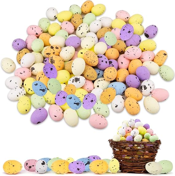 100pcs Mini Easter Eggs, Foam Bird Eggs Speckled Pastel Eggs Easter Eggs Bulks Artificial Eggs Crafts DIY Ornaments for Easter Party Decorations Photo Props