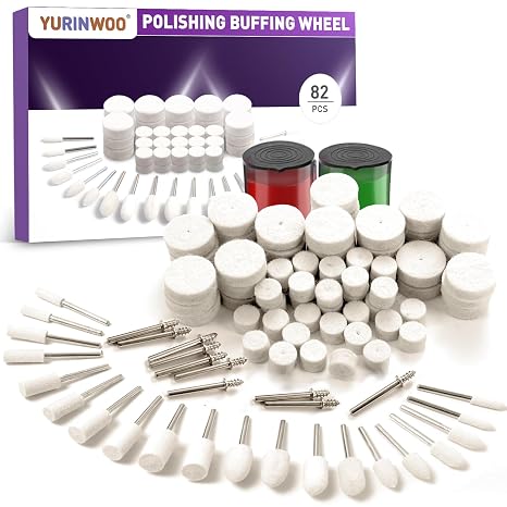 80Pcs Buffing Wheels Kit With 2Pcs Compound Compatible With Dremel Rotary Tool, Different Shapes of Polishing Wheel for Drill With 3mm(1/8'') Shank for Metal Jade Glass