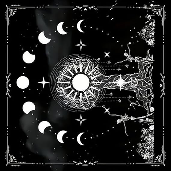 Mystical Moons Star Patterned Tarots Table Covers Card Reading Cloth for Readings and Board Game Psychic Reading Cloth
