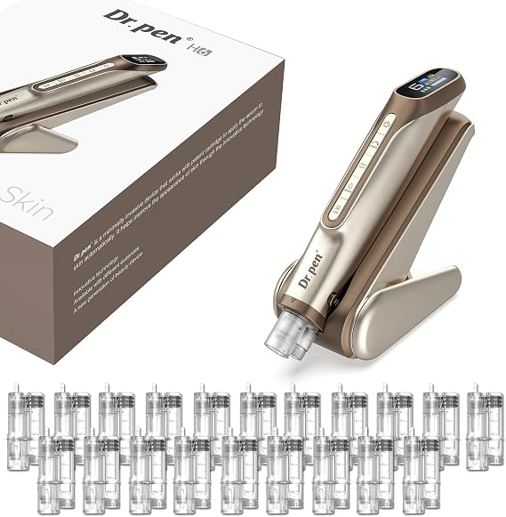 Dr.pen H6 Microneedling Pen, Wireless Serum Infusion Device with Smart Chip Control, LED Display, 6-Speed & 0–2.0mm Adjustable Depth, Dual Light Skincare Tool for At-Home Use Beauty Salon, Gold